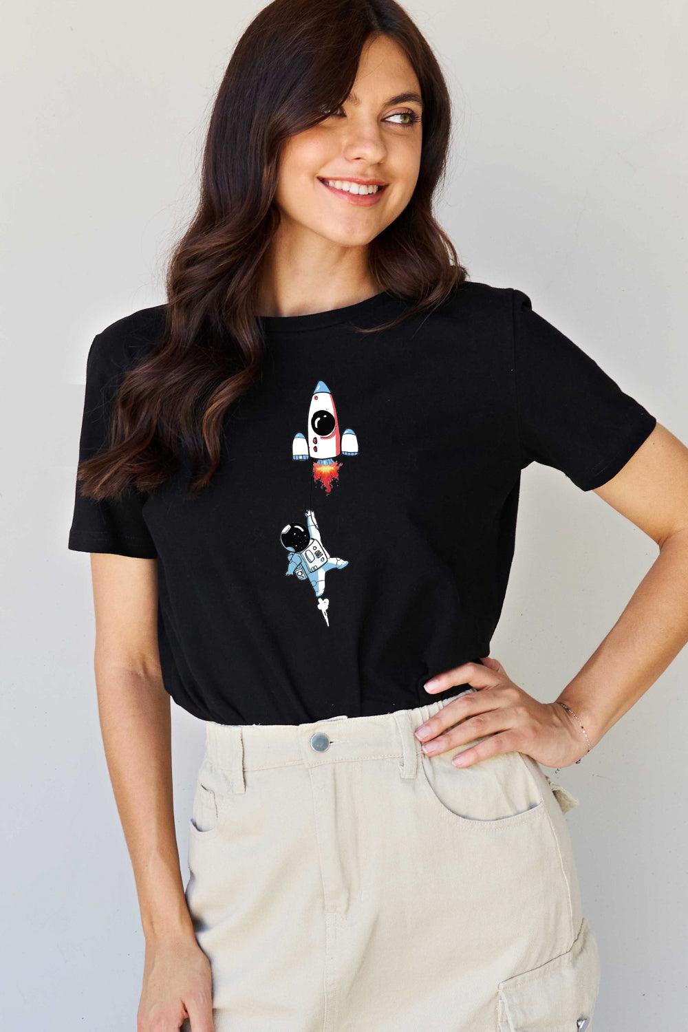 Full Size Astronaut Graphic Cotton T-Shirt - Olive Ave