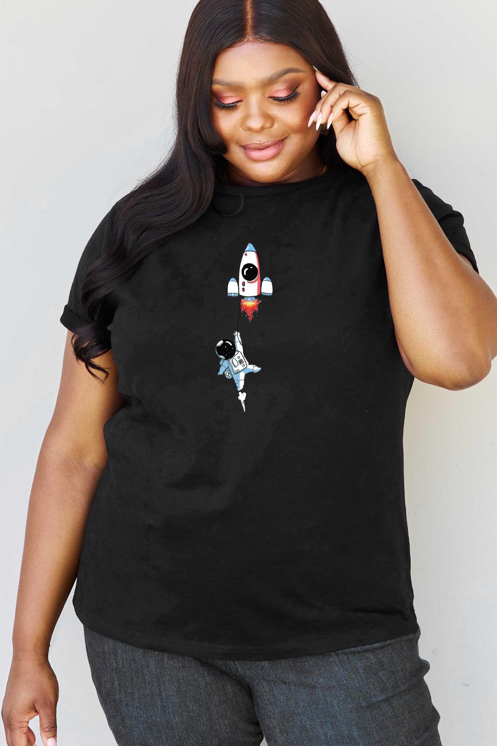 Full Size Astronaut Graphic Cotton T-Shirt - Olive Ave