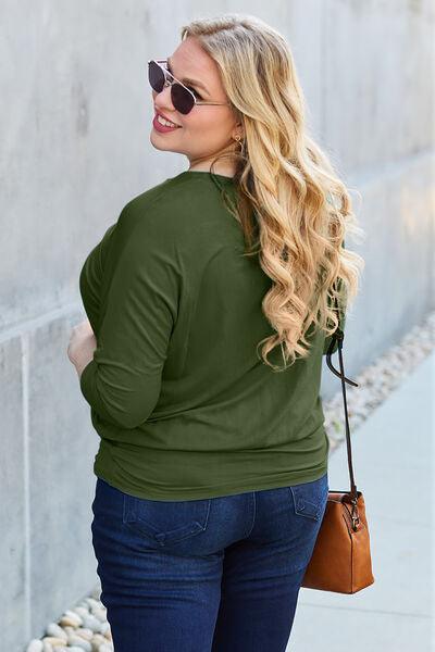 Full Size Batwing Sleeve Blouse in 3 Colors - Olive Ave