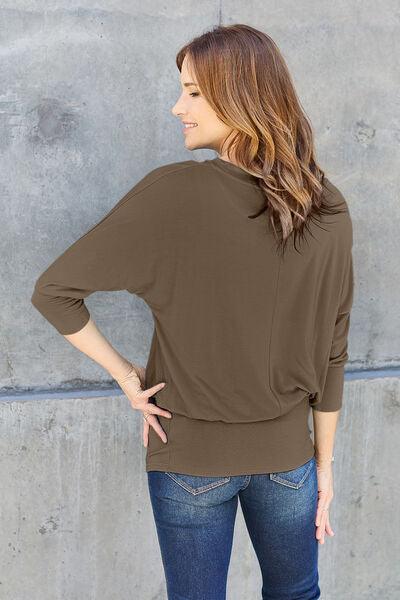 Full Size Batwing Sleeve Blouse in 3 Colors - Olive Ave