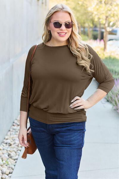 Full Size Batwing Sleeve Blouse in 3 Colors - Olive Ave