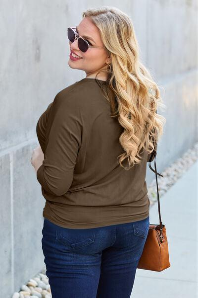 Full Size Batwing Sleeve Blouse in 3 Colors - Olive Ave