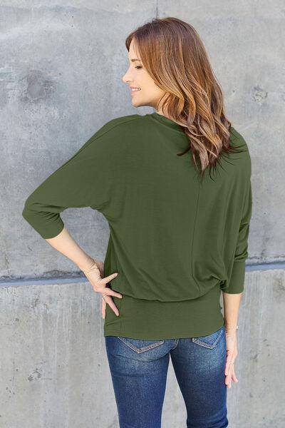 Full Size Batwing Sleeve Blouse in 3 Colors - Olive Ave