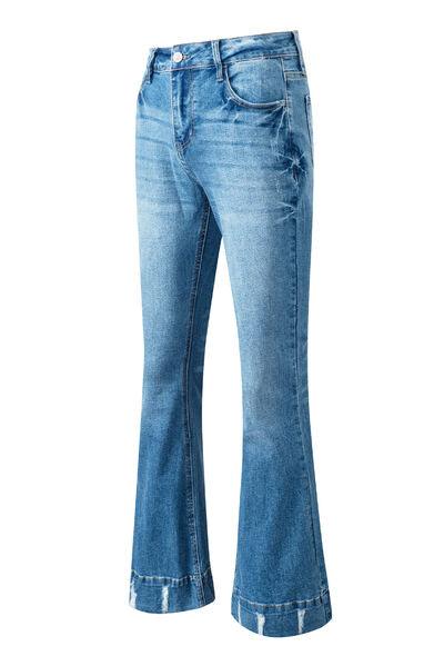 Full Size Cat's Whisker Bootcut Jeans with Pockets - Olive Ave
