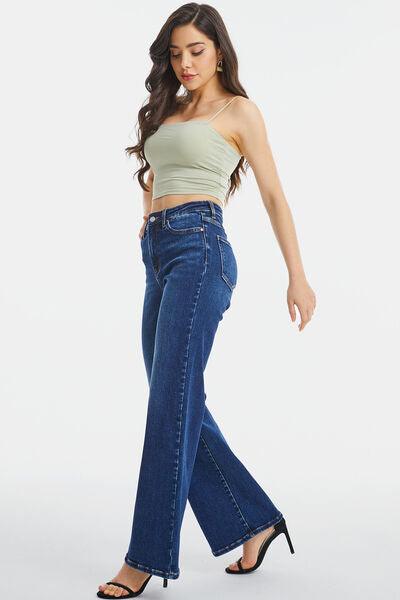 Full Size High Waist Cat's Whisker Wide Leg Jeans - Olive Ave