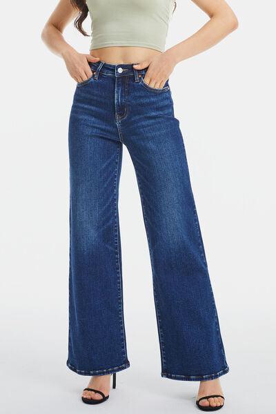 Full Size High Waist Cat's Whisker Wide Leg Jeans - Olive Ave