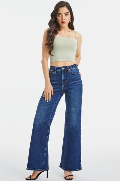 Full Size High Waist Cat's Whisker Wide Leg Jeans - Olive Ave