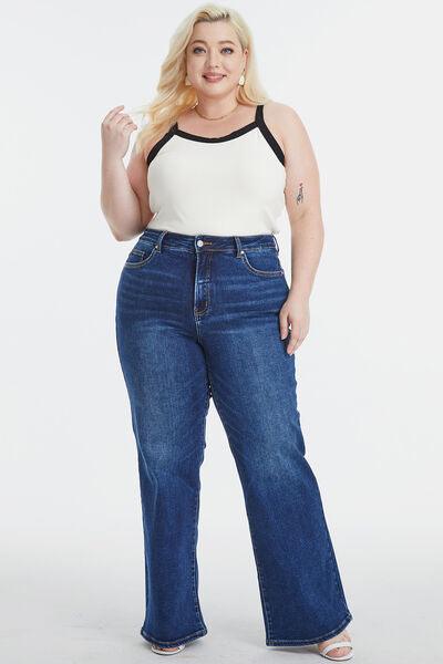 Full Size High Waist Cat's Whisker Wide Leg Jeans - Olive Ave