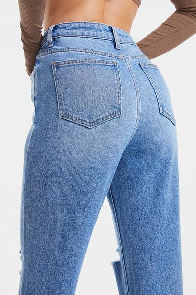 Full Size High Waist Cat's Whiskers Washed Straight Jeans - Olive Ave