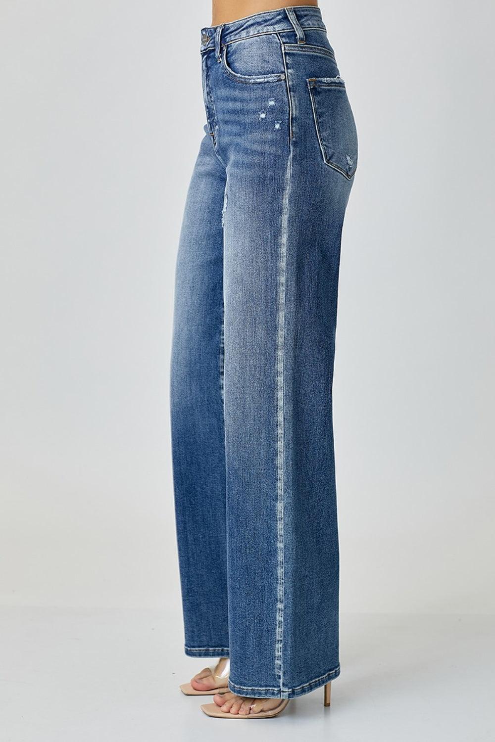 Full Size High Waist Wide Leg Jeans - Olive Ave