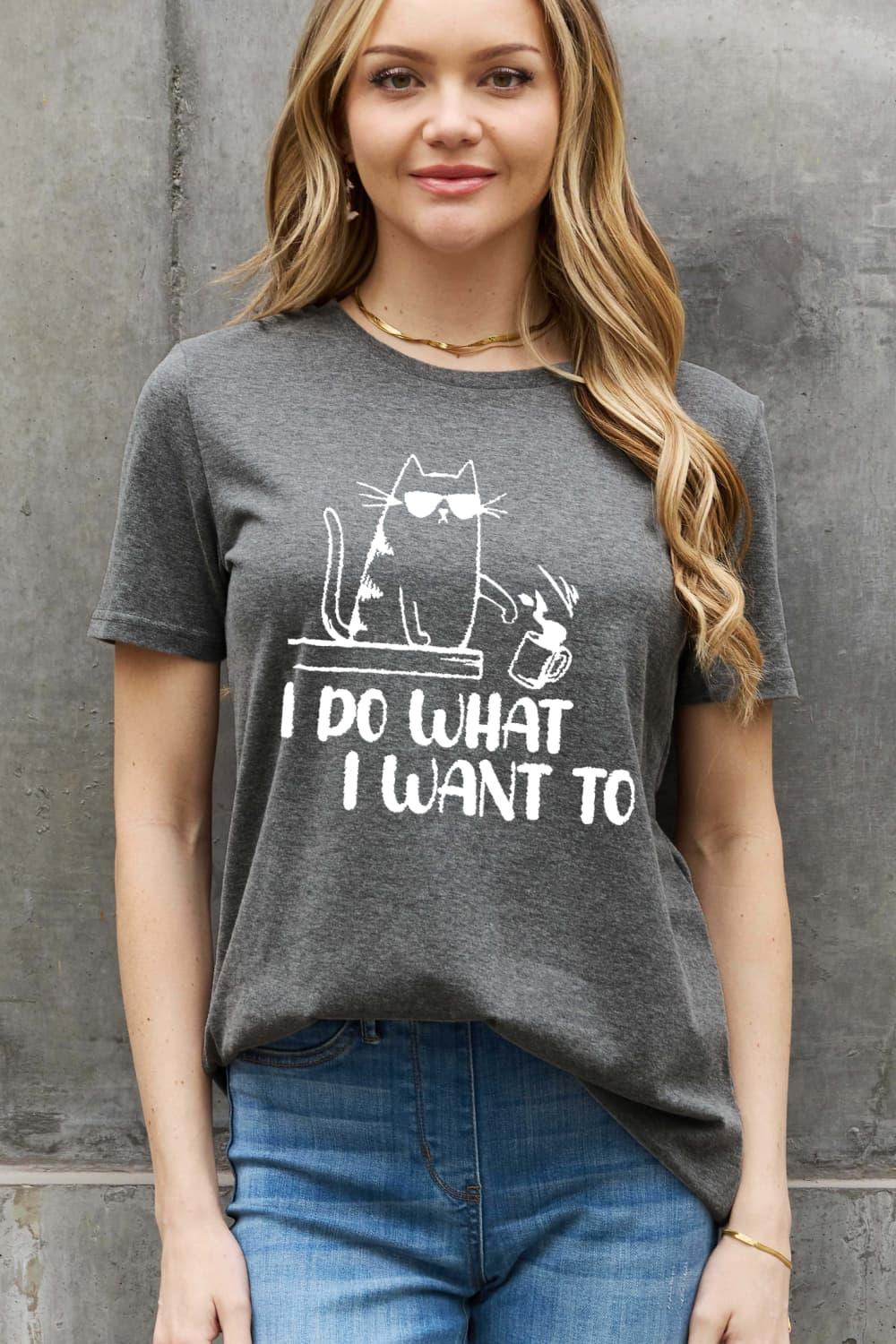 Full Size I DO WHAT I WANT TO Graphic Cotton Tee - Olive Ave