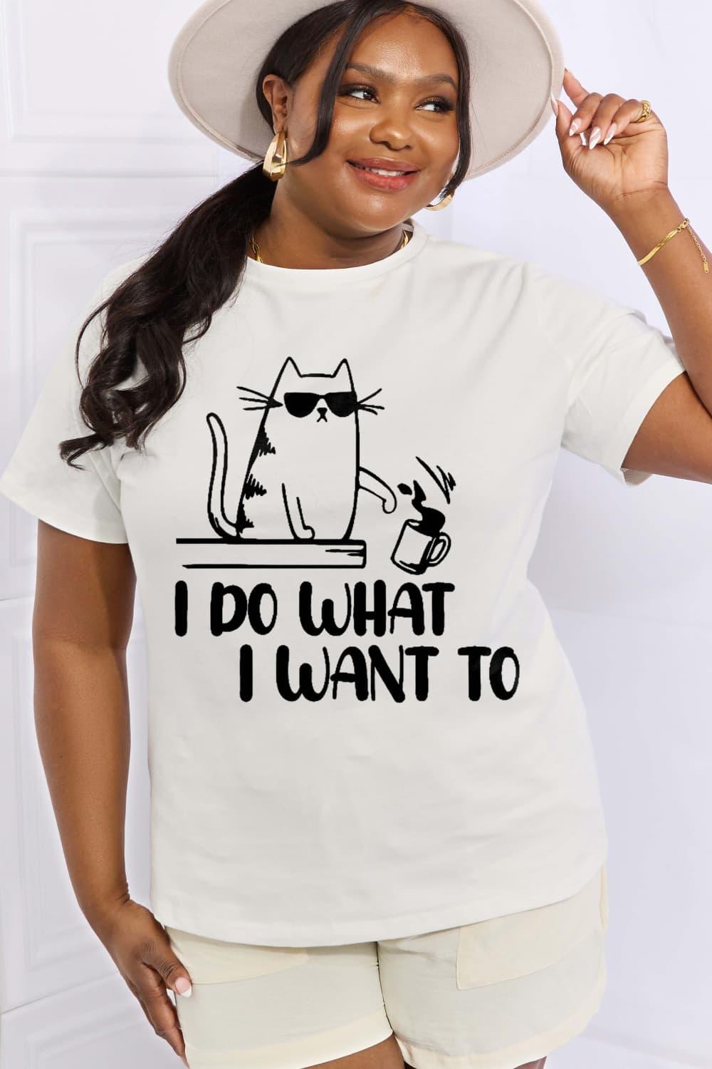 Full Size I DO WHAT I WANT TO Graphic Cotton Tee - Olive Ave