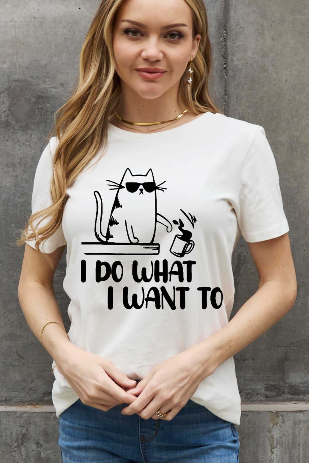 Full Size I DO WHAT I WANT TO Graphic Cotton Tee - Olive Ave