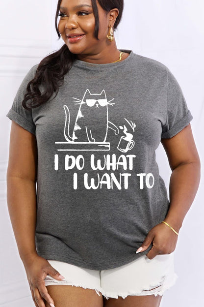 Full Size I DO WHAT I WANT TO Graphic Cotton Tee - Olive Ave