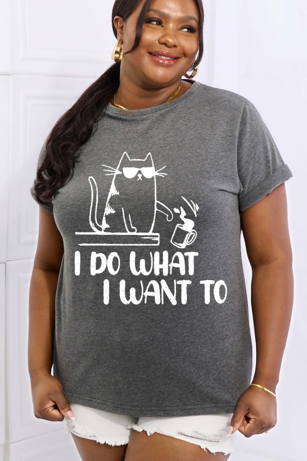 Full Size I DO WHAT I WANT TO Graphic Cotton Tee - Olive Ave