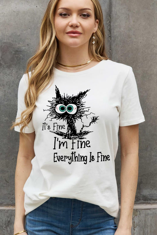 Full Size IT‘S FINE IT‘S FINE EVERYTHING IS FINE Graphic Cotton Tee - Olive Ave
