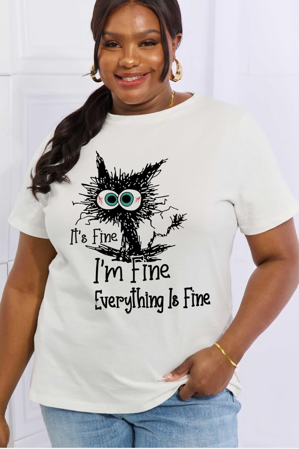 Full Size IT‘S FINE IT‘S FINE EVERYTHING IS FINE Graphic Cotton Tee - Olive Ave