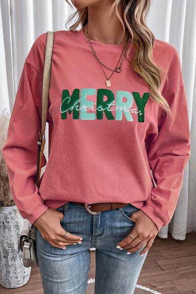 Full Size MERRY CHRISTMAS Sweatshirt - Olive Ave