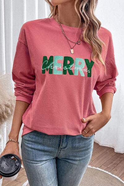 Full Size MERRY CHRISTMAS Sweatshirt - Olive Ave