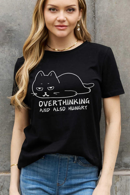 Full Size OVERTHINKING AND ALSO HUNGRY Graphic Cotton Tee - Olive Ave