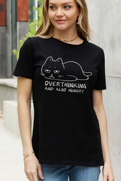 Full Size OVERTHINKING AND ALSO HUNGRY Graphic Cotton Tee - Olive Ave