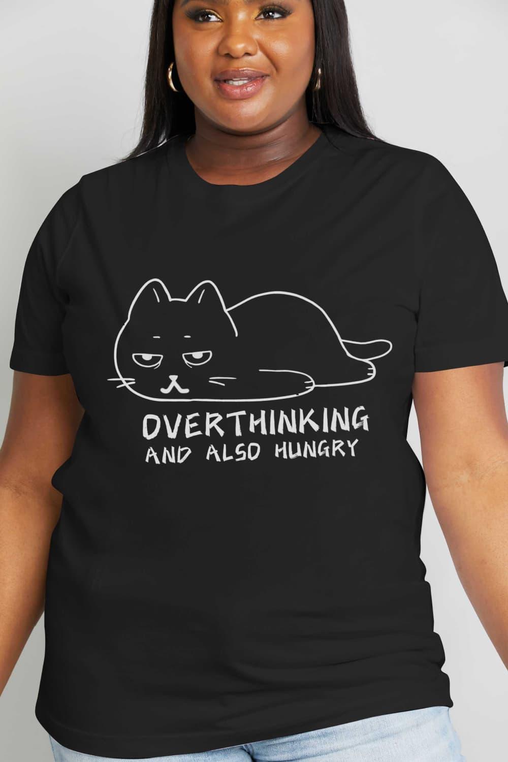 Full Size OVERTHINKING AND ALSO HUNGRY Graphic Cotton Tee - Olive Ave