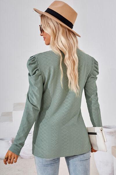 Full Size Puff Sleeve Blouse in 8 Colors - Olive Ave