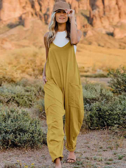 Full Size Sleeveless Pocketed Jumpsuit in 2 Colors - Olive Ave