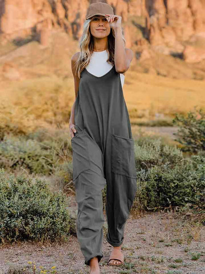 Full Size Sleeveless Pocketed Jumpsuit in 4 Colors - Olive Ave