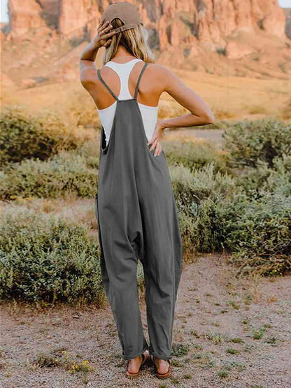 Full Size Sleeveless Pocketed Jumpsuit in 4 Colors - Olive Ave