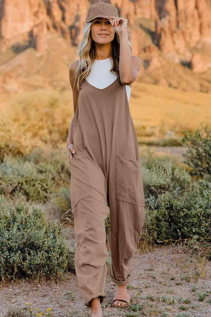 Full Size Sleeveless Pocketed Jumpsuit in 6 Colors - Olive Ave