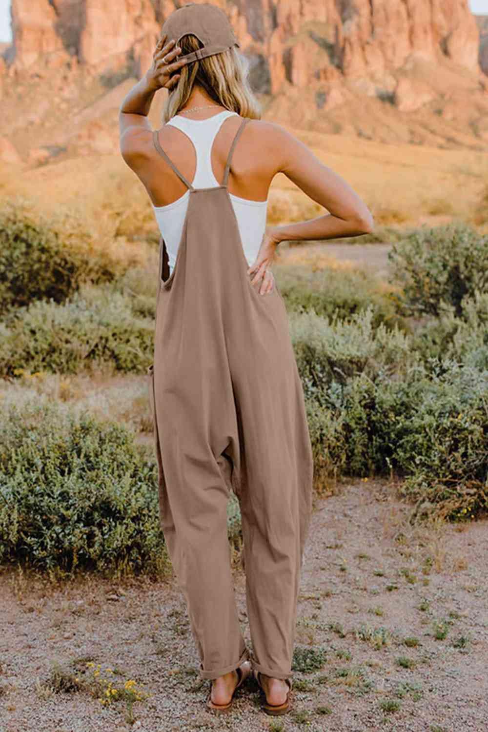 Full Size Sleeveless Pocketed Jumpsuit in 6 Colors - Olive Ave