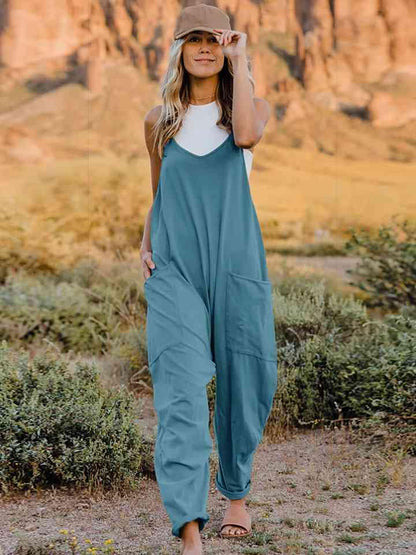 Full Size Sleeveless Pocketed Jumpsuit in 6 Colors - Olive Ave