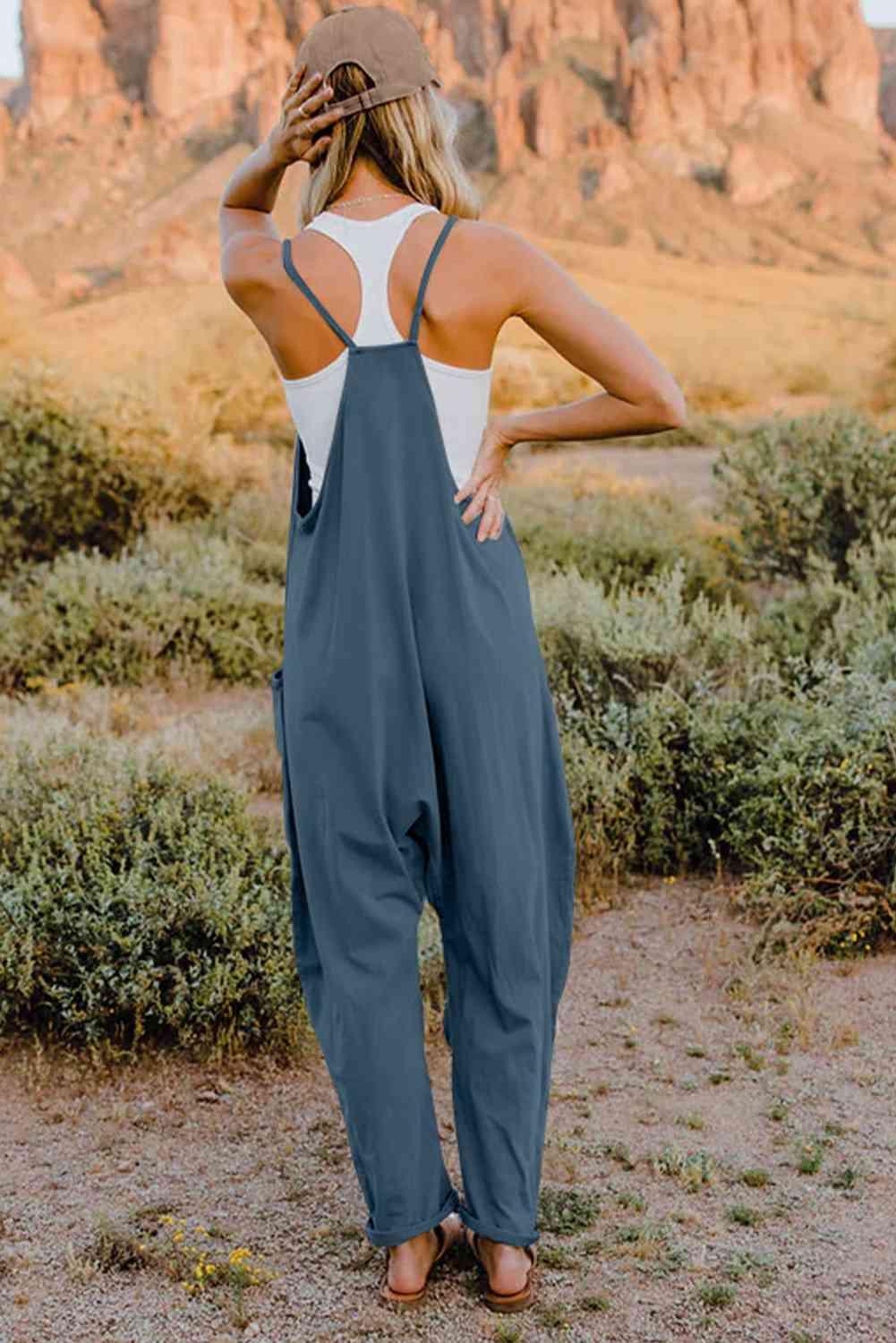 Full Size Sleeveless Pocketed Jumpsuit in 6 Colors - Olive Ave