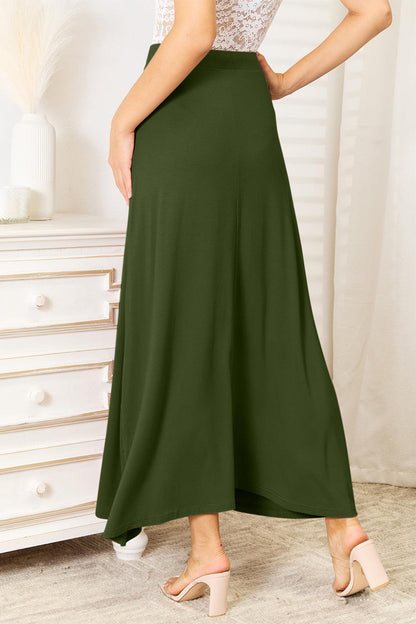 Full Size Soft Rayon Maxi Skirt - Olive Ave