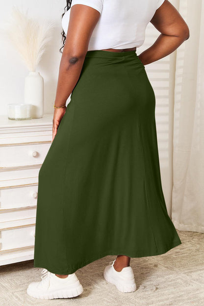 Full Size Soft Rayon Maxi Skirt - Olive Ave