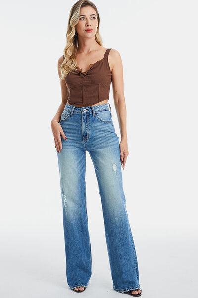 Full Size Ultra High-Waist Gradient Bootcut Jeans - Olive Ave