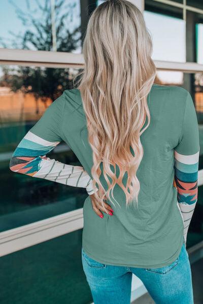 Geometric Long Sleeve T-Shirt in 3 Colors - Olive Ave