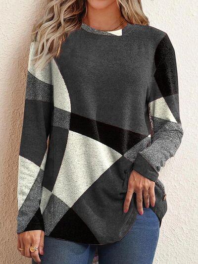 Geometric Long Sleeve Top in 5 Colors - Olive Ave