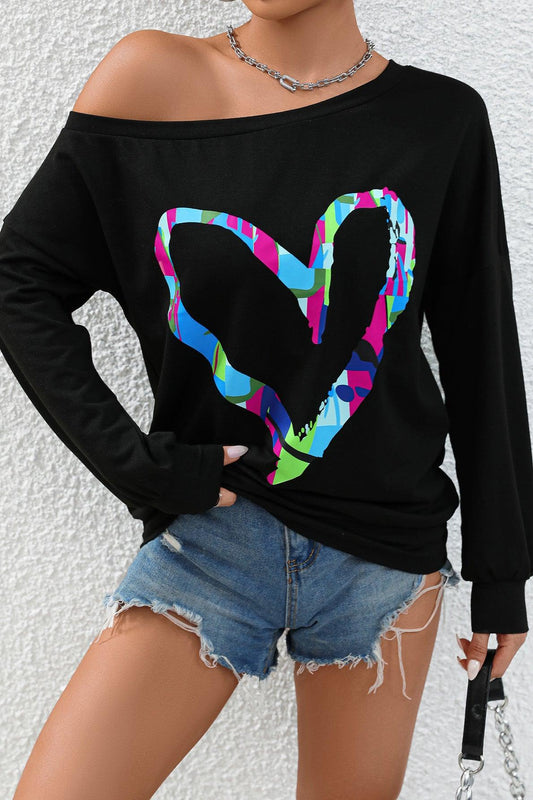 Heart Graffiti Graphic Top - Olive Ave