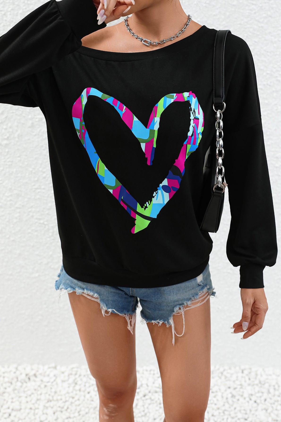 Heart Graffiti Graphic Top - Olive Ave