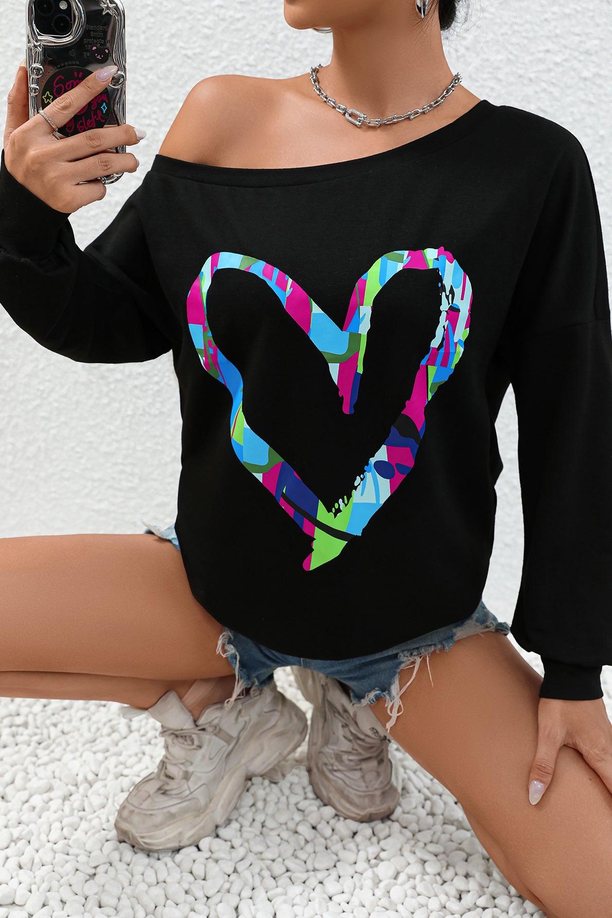 Heart Graffiti Graphic Top - Olive Ave