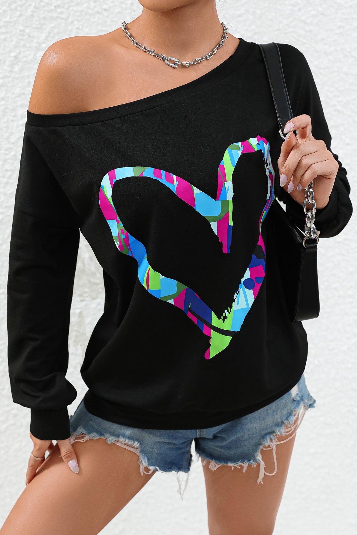 Heart Graffiti Graphic Top - Olive Ave