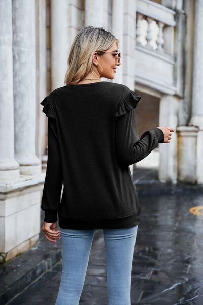 Heathered V-Neck Long Sleeve Top in 6 Colors - Olive Ave