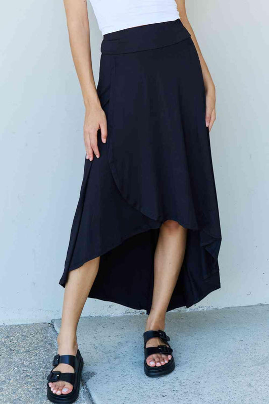 High Waisted Flare Maxi Skirt in Black - Olive Ave