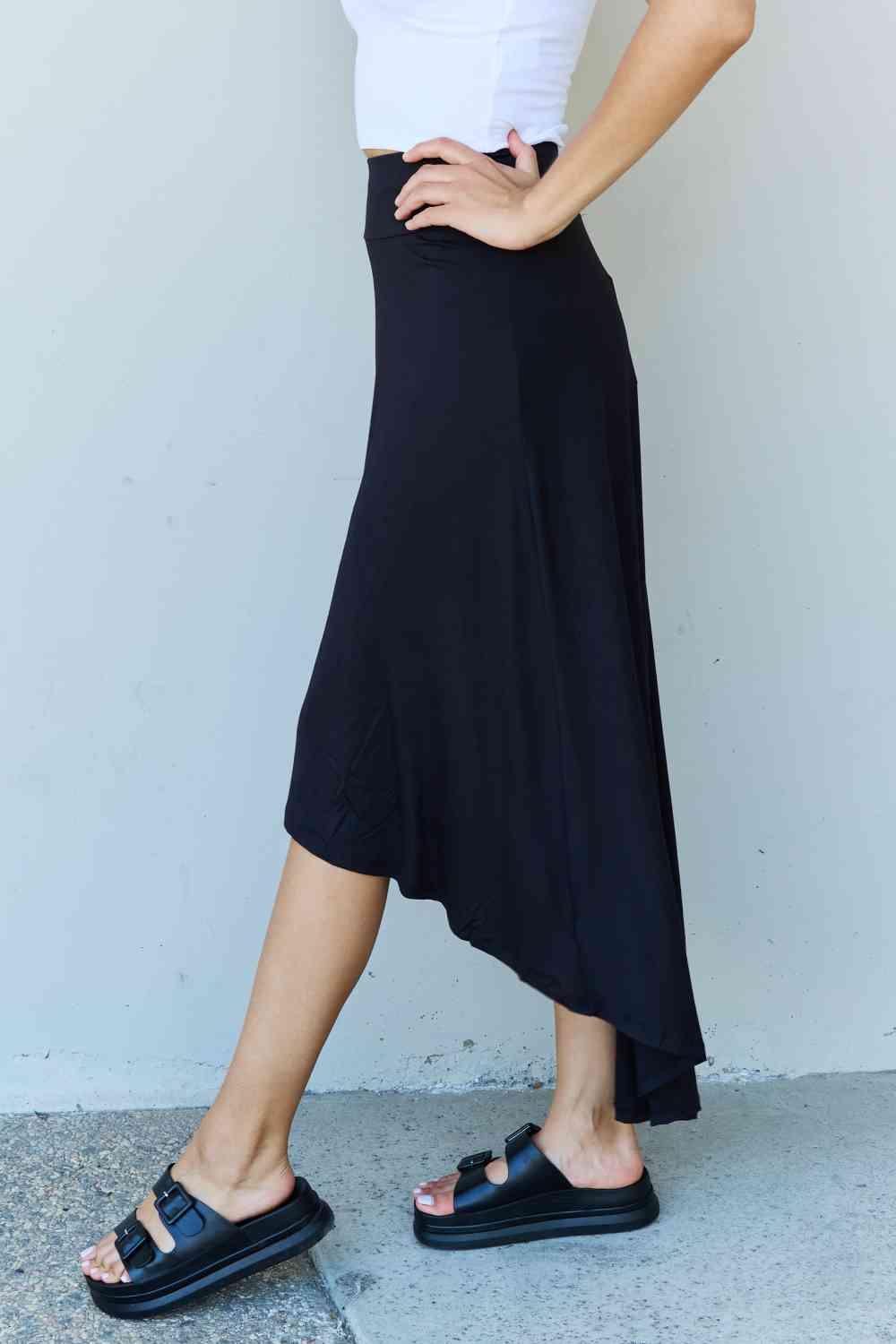 High Waisted Flare Maxi Skirt in Black - Olive Ave