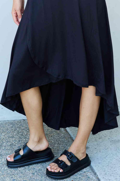 High Waisted Flare Maxi Skirt in Black - Olive Ave