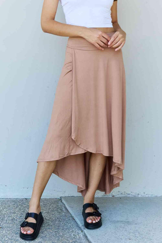 High Waisted Flare Maxi Skirt in Tan - Olive Ave