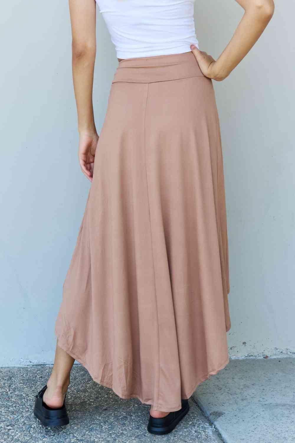 High Waisted Flare Maxi Skirt in Tan - Olive Ave