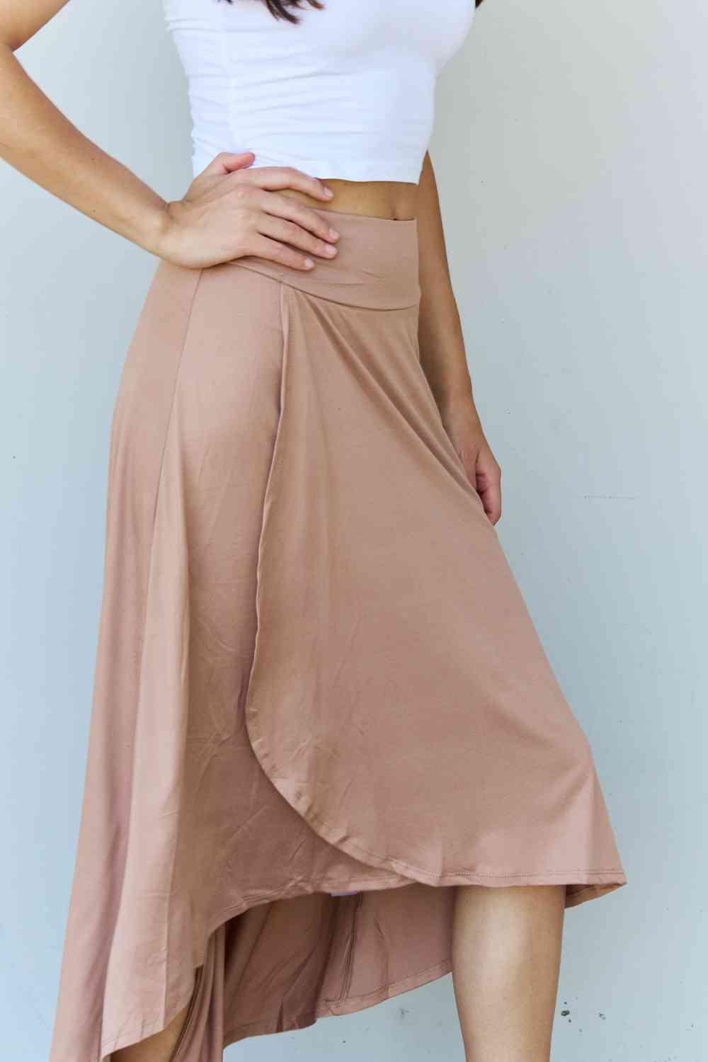 High Waisted Flare Maxi Skirt in Tan - Olive Ave